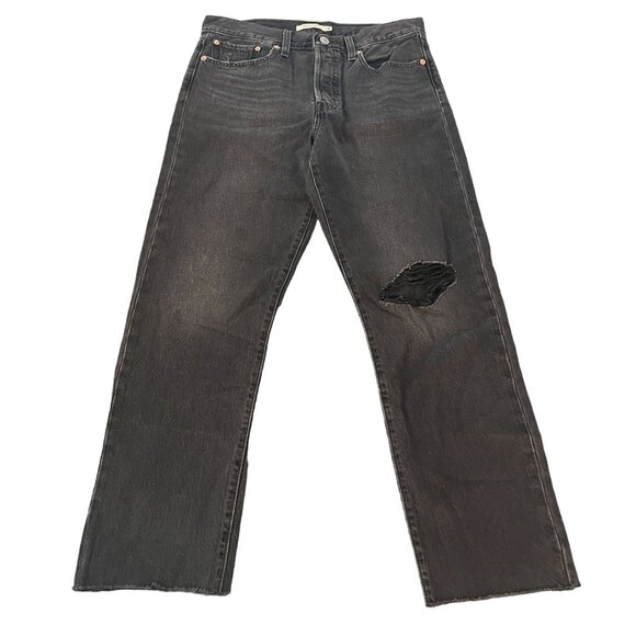 Levi's Denim - New Levi's Premium Wedgie Straight Waterless Black Distressed Knee Jean, Size 30
